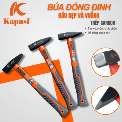 Búa Đóng Đinh Đầu Dẹp (vát) Kapusi k9523 – Cán Nhựa Chống Trượt – Chất Lượng Cao