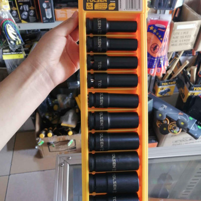 BÔ ĐẦU TUÝP DÀI ĐEN 1/2 (CÔNG NGHIỆP) 10 MÓN TOLSEN 18296 - HÀNG CHÍNH HÃNG