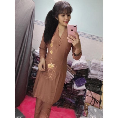 Đồ Lam Đi Chùa # CTân Bà Lai Hoa Thêu # Đồ Bộ Nữ # Quần Áo Nữ