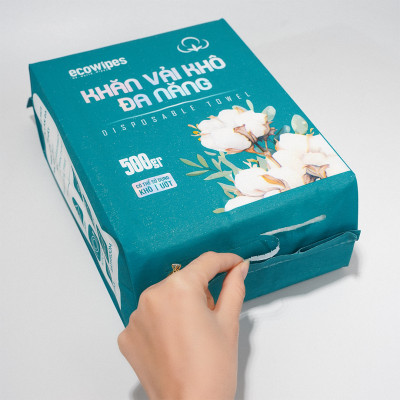 TẶNG MÓC TREO_Khăn vải rút khô đa năng EcoWipes 500Gr túi rút treo tường lau mặt tẩy trang