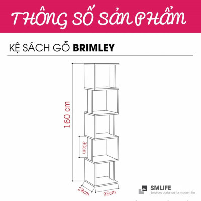 Giá sách bằng gỗ công nghiệp cho phòng khách SMLIFE Brimley