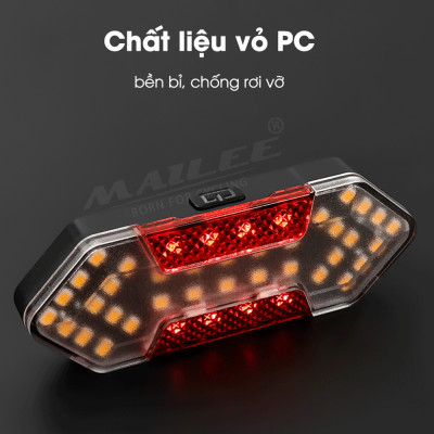 Đèn Xi Nhan Xe Đạp WR-2118 Điều Khiển Từ Xa, Sạc USB, dung lượng 600mAh, Chống Nước tiêu chuẩn IPX2, Đèn Hậu Độ Sáng Cao, Đèn Cảnh Báo An Toàn xe đạp, Năm Chế Độ sáng - Mai Lee
