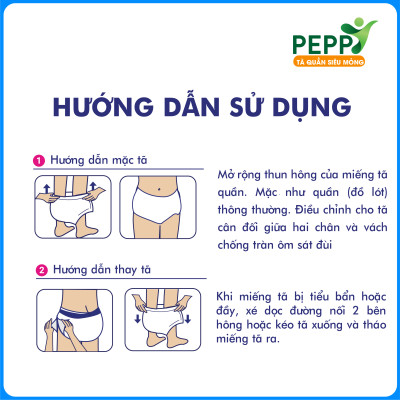 Combo 10 gói Tã/Bỉm Quần Người Lớn, Người Già Peppy Siêu Mỏng, Siêu Thấm, Mềm Mại, Kháng Khuẩn Size M8/L7/XL10