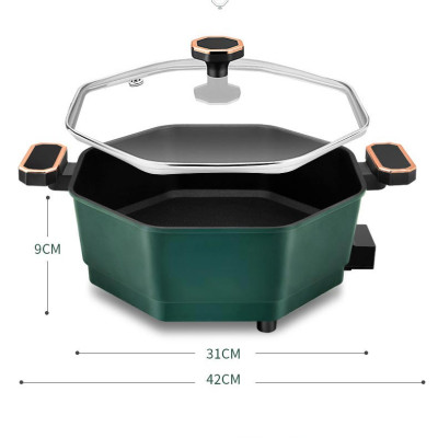 Nồi lẩu điện Weishi SDO-010, dung tích lớn 6 Lít sử dụng gia đình 6-8 người, thiết kế bát giác thế hệ mới chống tràn nồi, hàng chính hãng