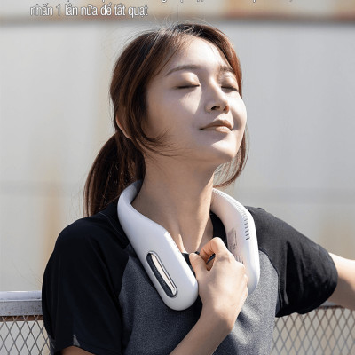 Quạt đeo cổ F41 không cánh cầm tay, sử dụng không dây 3 cấp độ tiện lợi, co giãn silicone linh hoạt, giảm ồn, hàng chính hãng