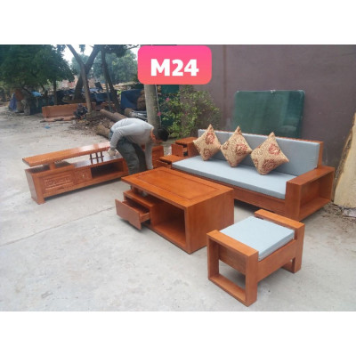 Bộ bàn ghế góc ngăn kéo gỗ sồi