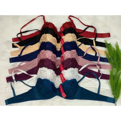 Áo Lót Nữ Mút Mỏng Có Gọng Thêu Hoa Cài Sau 2 Móc Lady 595 – 10 Màu Hot, Size 34–40