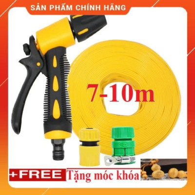 ️ Bộ dây vòi xịt nước rửa xe, tưới cây , tăng áp 3 lần, loại 7m, 10m 206319 cút sập,+ móc khoá