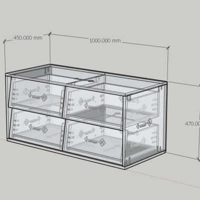 HAPPY FURNITURE , Tủ lưu trữ 4 ngăn kéo - CALYN , THK_313 , 100cm x 45cm x 47cm DxRxC