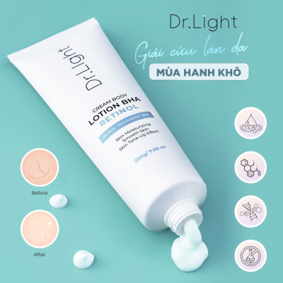 COMBO 4 Kem Body Dr.Light Kem dưỡng Trắng Sáng Da Với Hợp Chất Retinol Niacinamide BHA 200ml 