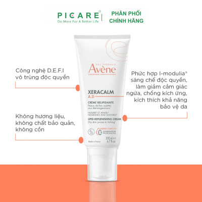 Avène Kem Dưỡng Da Làm Dịu Cơn Ngứa Tức Thời XeraCalm AD Lipid-Replenishing Cream 200ml
