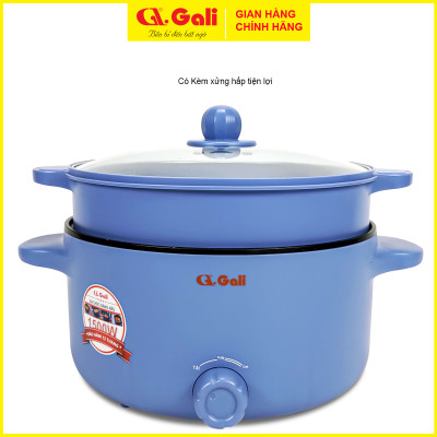 Nồi lẩu điện đa năng Gali 5 lít, nồi lẩu 1500w, chiên, xào, hấp, thân 2 lớp, hàng nhập khẩu chính hãng bảo hành 24 tháng