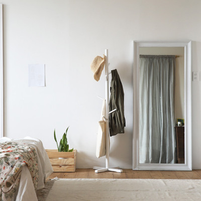 CÂY TREO QUẦN ÁO HÀN QUỐC GỖ LẮP RÁP- STANDING HANGER MÀU TRẮNG