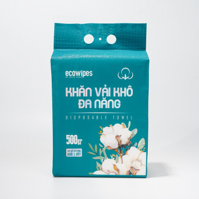 TẶNG MÓC TREO_Khăn vải rút khô đa năng EcoWipes 500Gr túi rút treo tường lau mặt tẩy trang