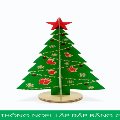 MFK05 - 14x14x25 cm - Cây thông noel lắp ráp bằng giấy carton - Cây thông noel trang trí Giáng Sinh
