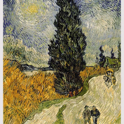 Tranh canvas - Road with Cypress and Star (1890) - Vincent van Gogh - DH011