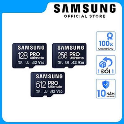 Thẻ nhớ Samsung PRO Ultimate microSDXC UHS-I; Tốc độ đọc/ghi 200MB/s - 130MB/s; tương thích mọi thiết bị Hàng chính hãng