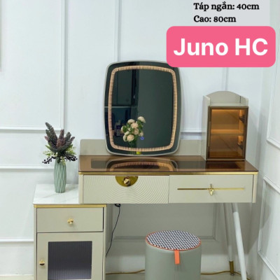 Bàn trang điểm HC Juno Sofa bọc da mặt kính gương led cảm ứng 
