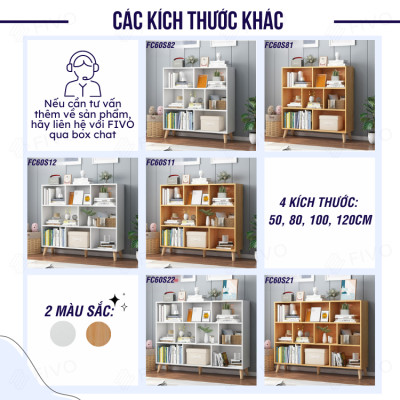 Tủ Kệ Sách Gỗ Đẹp Hiện Đại Đa Tầng FIVO Mã FB60 Nội Thất Lắp Ráp Đơn Giản, Chất Liệu Gỗ MDF Phủ Melamine Chống Thấm Bề Mặt Cực Tốt Hàng Cao Cấp, Có Kèm Tấm Lưng (Kích Thước 50x24x92cm)