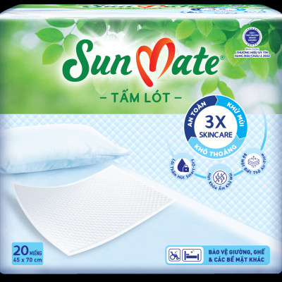 Combo 3 Tấm lót SunMate cải tiến mới 20 miếng/gói size M (45 x 70cm)