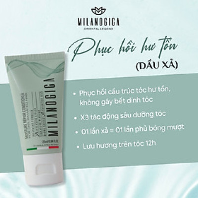 Dầu gội xả Phục hồi hư tổn Milanogica 25ml dành cho tóc khô sơ, hư tổn
