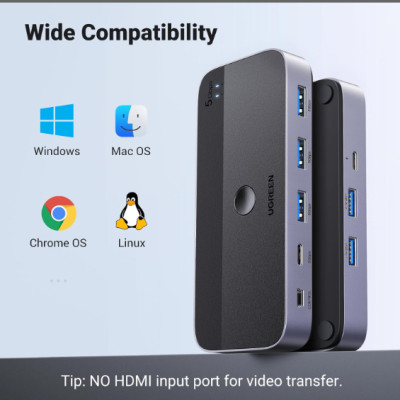 Thiết Bị Chia Sẻ 2 cổng USB 3.0 chia sang 4 cổng (3 USB A 3.0 + USB-C)  Ugreen 15705 - Hàng chính hãng