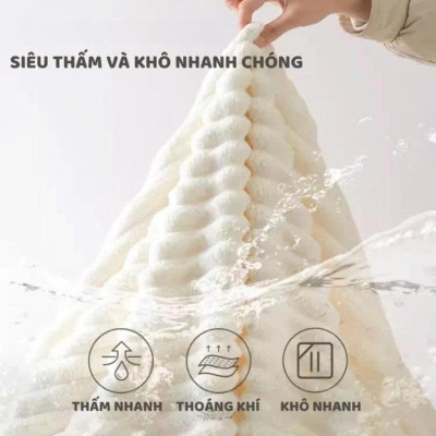 Khăn Trùm Đầu Lau Khô Cho Nữ – Siêu Thấm, Nhẹ, Bền, Phù Hợp Mọi Loại Tóc