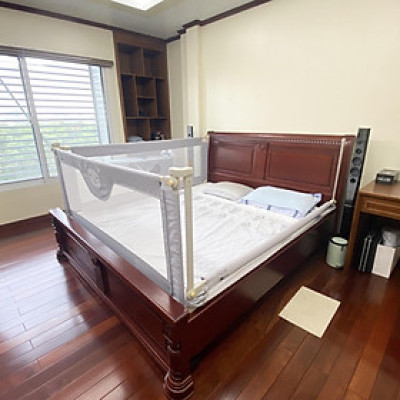 Chắn giường, chặn giường UMOO thanh trượt 01 bên an toàn cho bé, bản Nâng cấp 2020, Màu Ghi Xám sang trọng