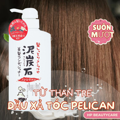 Dầu Xả Phục Hồi Tóc Chiết Xuất Than Tre Và Bùn Núi Lửa Pelican Deitanseki Hair Conditioner (Chai 500 mL)