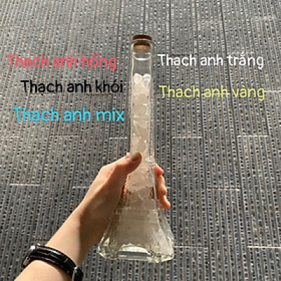 Hũ đá vụn thạch anh vàng thiên nhiên