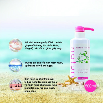 Dầu Xả Chiết Xuất Thảo Dược Phục Hồi Tóc Nhật Bản Naris Cosmetic Natuve Mild Hair Rinse - 650ml