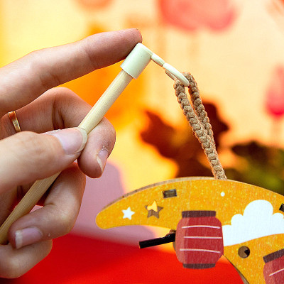 Lồng Đèn Trung Thu Gỗ Mộc Màu : Đèn Hằng Tròn - Bách Mộc 04 (Có Kèm Pin)