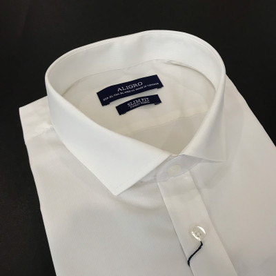Áo sơ mi nam dài tay ALIGRO cổ bẻ dáng ôm body 100% chất cotton màu trắng ALGS202