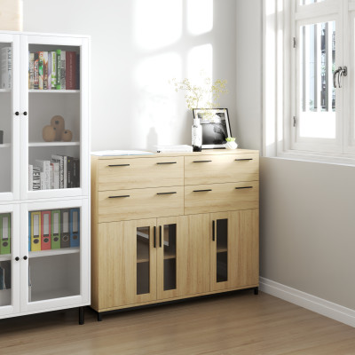 [Happy Home Furniture] LOUIS , Tủ lưu trữ 4 ngăn kéo 3 cửa mở - chân sắt , 126cm x 36cm x 104cm ( DxRxC), THK_060