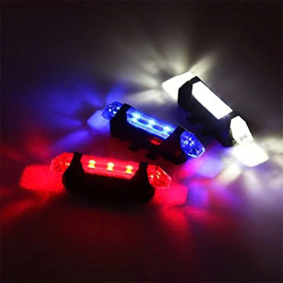 Đèn 5 LED Cảnh báo sau Xe Đạp giúp đạp xe an toàn ban đêm 4 chế độ sáng (Đèn Xanh) 