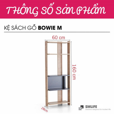 Giá sách bằng gỗ đẹp chất lượng cao SMLIFE Bowie Size M