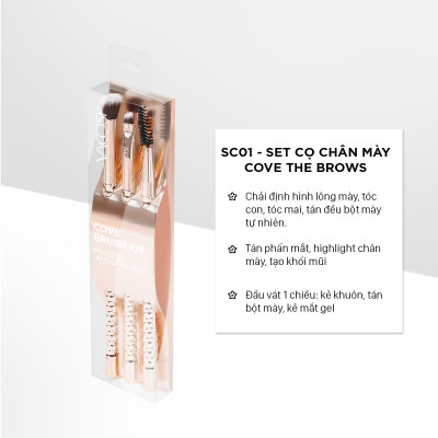 SC01 - BỘ KIT 3 CỌ CHÂN MÀY VACOSI, PHIÊN BẢN GOLDEN DRAGON - VACOSI COVE THE BROWS BRUSH KIT, 3PCS