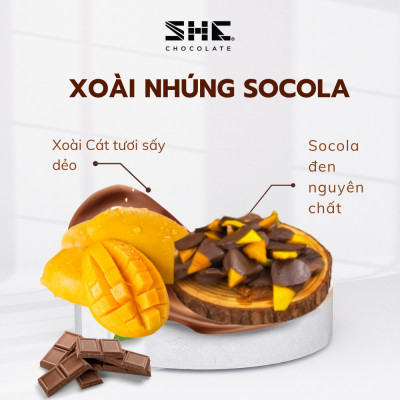 Xoài nhúng Socola - Túi 500g - SHE Chocolate - Đa dạng vị giác, tốt cho sức khỏe, bổ sung năng lượng. Quà tặng người thân, dịp lễ, thích hợp ăn vặt
