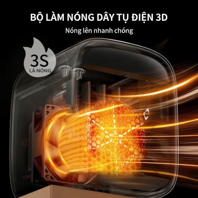 Máy sưởi mini công suất 500-1000W, quạt sưởi mini để bàn Q124, thiết kế nhỏ gọn, làm nóng tức thì, hàng chính hãng, bảo hành 12 tháng
