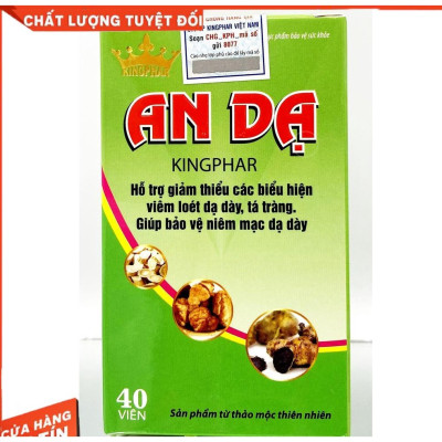Kingphar An dạ -Chai 40v - Giúp giảm viêm loét dạ dày, tá tràng, trào ngược thực quản, dịch vị, ăn uống không tiêu