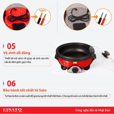 Nồi lẩu điện đa năng SATO ST-351HP 3,5L - Hàng Chính Hãng