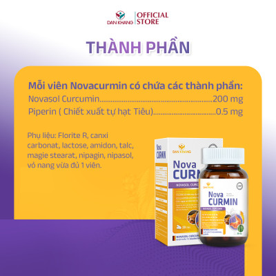 Viên Uống Tinh Chất Nghệ Giảm Đau Dạ Dày Novacurmin - Nguyên liệu nhập khẩu từ Đức (Hộp 30 viên)