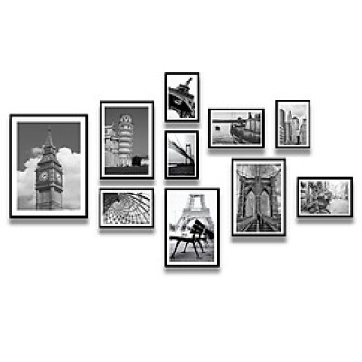 Khung Ảnh Treo Tường Free Bộ Ảnh Trắng Đẹp Tặng Kèm bộ ảnh như hình mẫu, đinh treo tranh và sơ đồ treo - PGC219