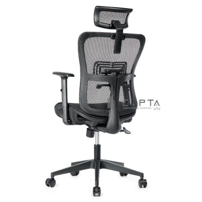 Ghế xoay văn phòng lưng lưới CM4512-M Nội thất Capta Ghế ngồi làm việc tại nhà có tựa đầu lưng lưới nệm vải lưới tay nhựa chữ T office chair