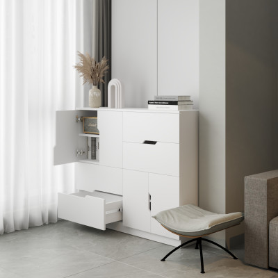 [Happy Home Furniture] DASH , Tủ đựng đồ 4 ngăn kéo- 4 cửa mở , 120cm x 35cm x100cm ( DxRxC), THK_057