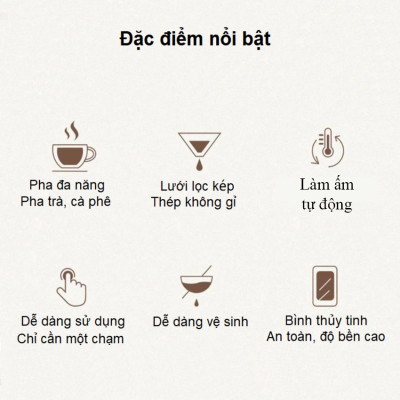 Máy pha cà phê, pha trà tự động Drip thương hiệu HiBREW H12 - Dung tích 750ml - Công suất 700W - Hàng chính hãng