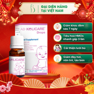 AB - Kolicare: Men Vi Sinh Cho Trẻ Lười Bú, Quấy Khóc, Đầy Hơi, Đau Bụng, Táo Bón, Co Thắt Ruột, Hỗ Trợ Tiêu Hóa HMOs Nhanh Gấp 3 Lần