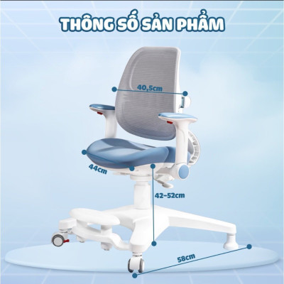 Ghế học sinh chống gù đa năng Juno sofa nâng hạ chiều cao tay gạt CT GO03 tựa lưng dịch chuyển linh hoạt 