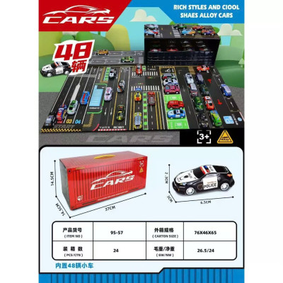 Bộ Đồ Chơi Xe Ô Tô Container 48 Chiếc Mini – Quà Sinh Nhật Bé Trai – Đồ Chơi Mô Hình Xe Hơi Kèm Hộp Đựng - HÀNG CHÍNH HÃNG MINIIN