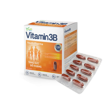 Viên Uống Vitamin 3B Youth Pharma Bổ Sung Vitamin Nhóm B (B1, B6, B12) - Hộp 100 Viên